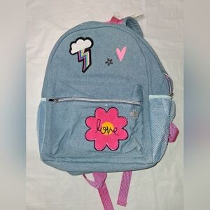 Kids Denim Blue Backpack with Patches